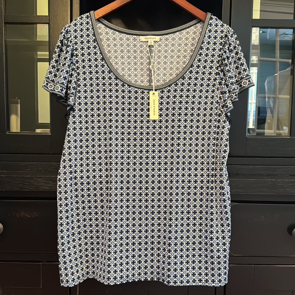 Max Studio Summer Short Sleeve Summer Top - Large